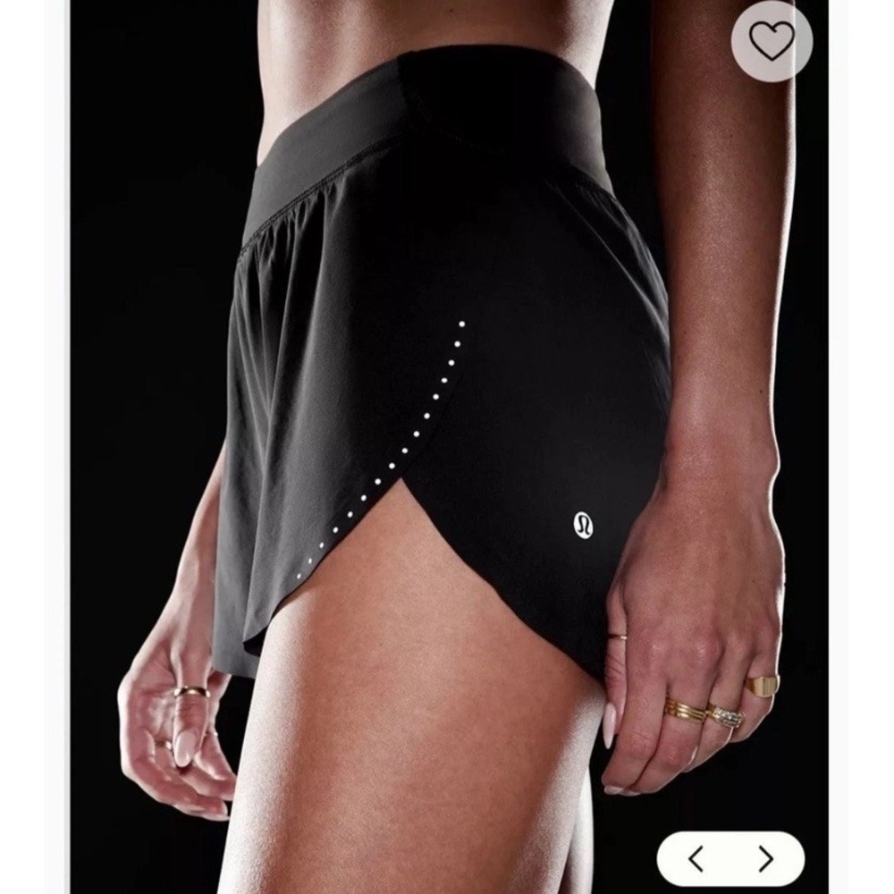 Lululemon Fast Free Reflective 3" Running Shorts Women 6 Black Classic Fit Lined